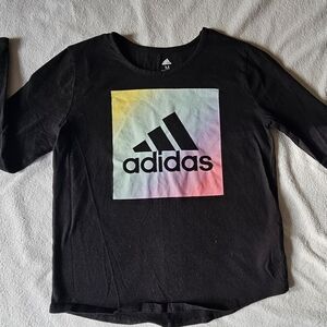 Adidas Kids Black Long Sleeve Tee with Rainbow Logo.  #186